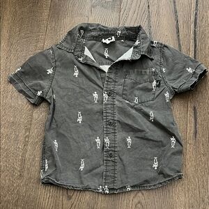 Cotton On Gray Washed Kids Shirt with Skeleton Print